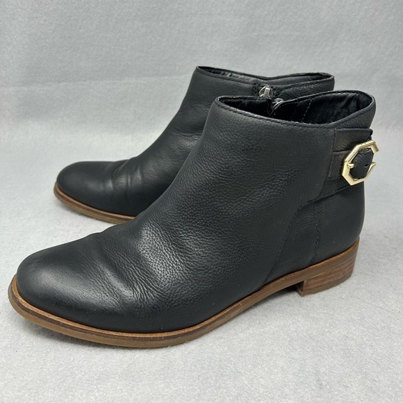 Cole Haan Ankle Booties Sz 6.5 Black Leather Dressy Western Low Heel Buckle Boot - Picture 1 of 12